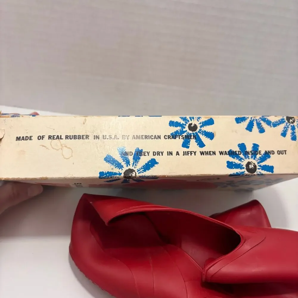 Vintage Tingley Children's Red Rubber Overshoes with Box Size 2.5-4, Made in USA